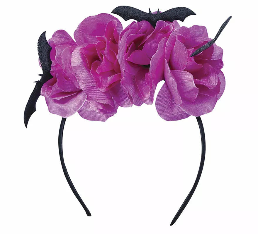 Translation missing: de.Diadema con Murciélagos y Flores Lila
