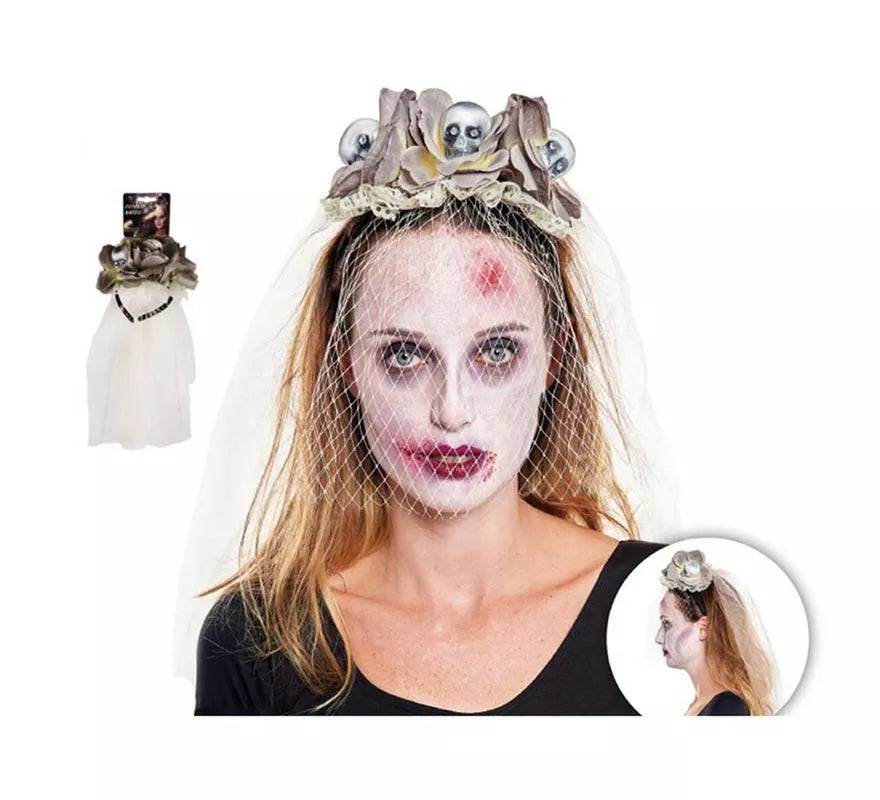 Diadema con Tocado con Velo Novia Cadáver