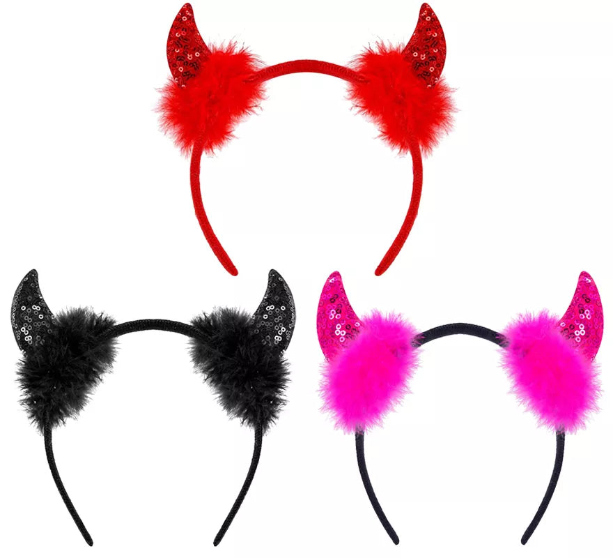 Translation missing: de.Diadema Cuernos Diablesa con Lentejuelas en varios colores