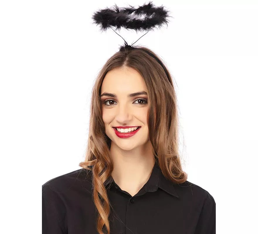 Translation missing: de.Diadema de Ángel negro con halo de 15x7 cm