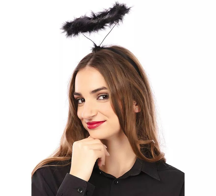 Translation missing: de.Diadema de Ángel negro con halo de 15x7 cm