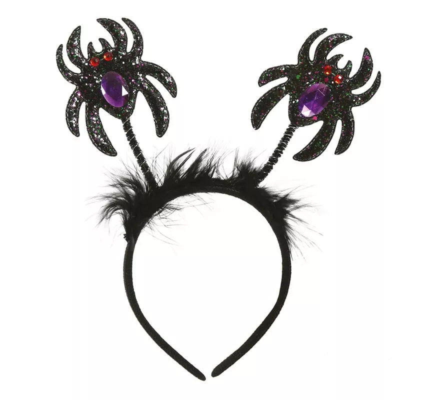 Diadema de Arañas Negras Glitter