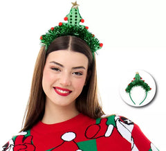 Weihnachtsbaum-Stirnband mit roten Pralinen