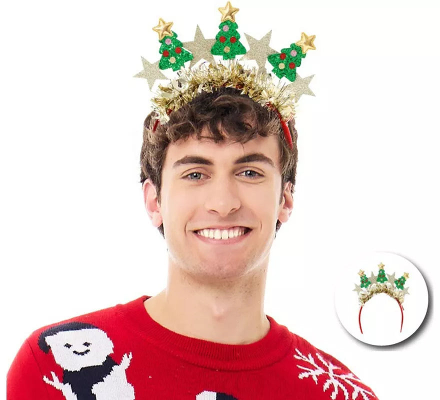Translation missing: de.Diadema de Árboles Navidad y Estrellas doradas