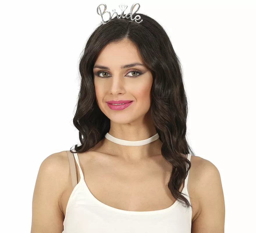 Translation missing: de.Diadema de Bride metálica plateada
