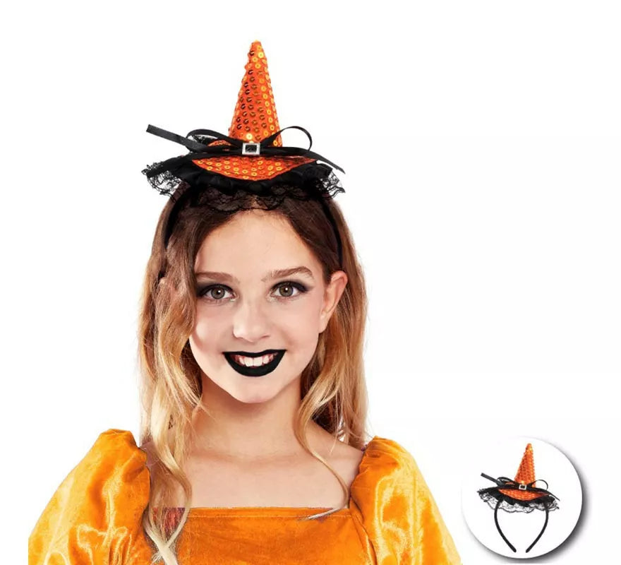 Translation missing: de.Diadema de Bruja con lentejuelas y lazo infantil en varios colores