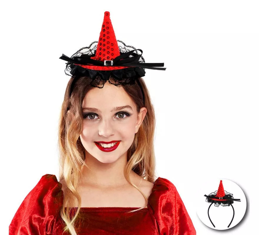 Translation missing: de.Diadema de Bruja con lentejuelas y lazo infantil en varios colores