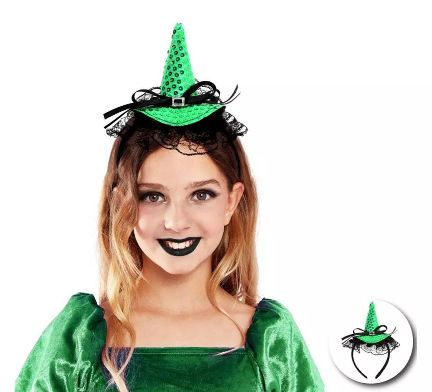 Translation missing: de.Diadema de Bruja con lentejuelas y lazo infantil en varios colores