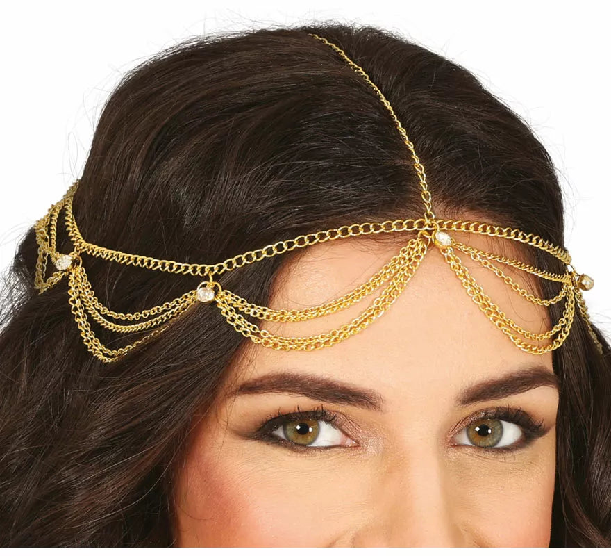 Translation missing: de.Diadema de Cadena dorada metálica adulto