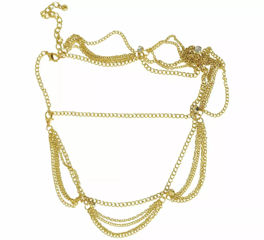 Translation missing: de.Diadema de Cadena dorada metálica adulto