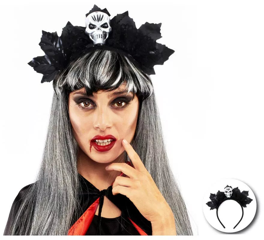 Translation missing: de.Diadema de Calavera con hojas negras
