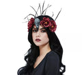 Diadema de Calavera y Pluma de pájaro con flores