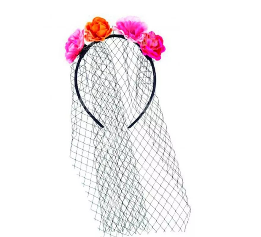Translation missing: de.Diadema de Catrina con flores y velo
