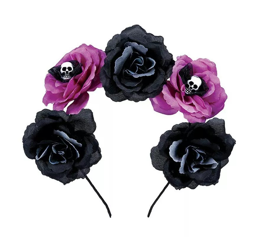 Translation missing: de.Diadema de Catrina Flores negras y púrpura