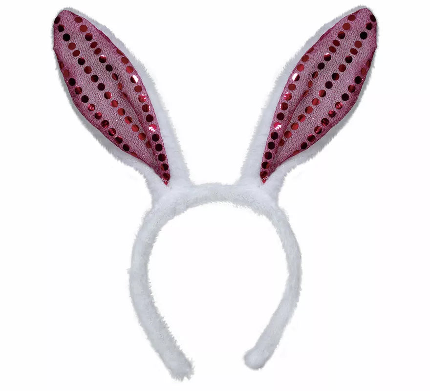 Diadema de Conejita con lentejuelas rosa adulto