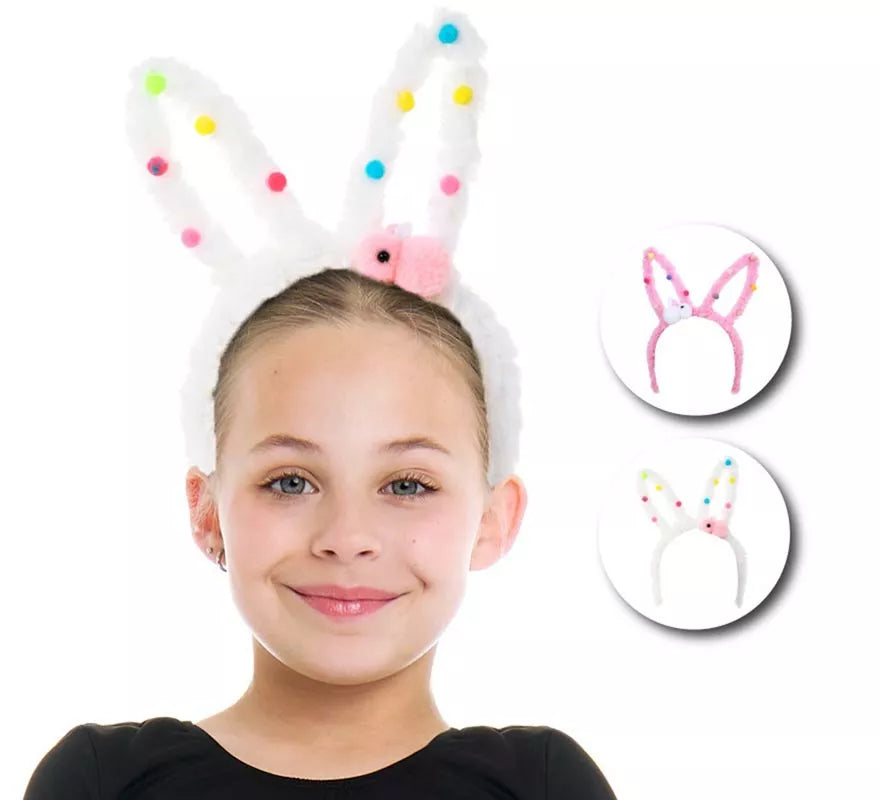 Translation missing: de.Diadema de Conejo Peluche con pompones en modelos surtidos