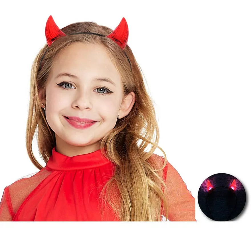 Translation missing: de.Diadema de Cuernos de Demonio cortos con luz infantil