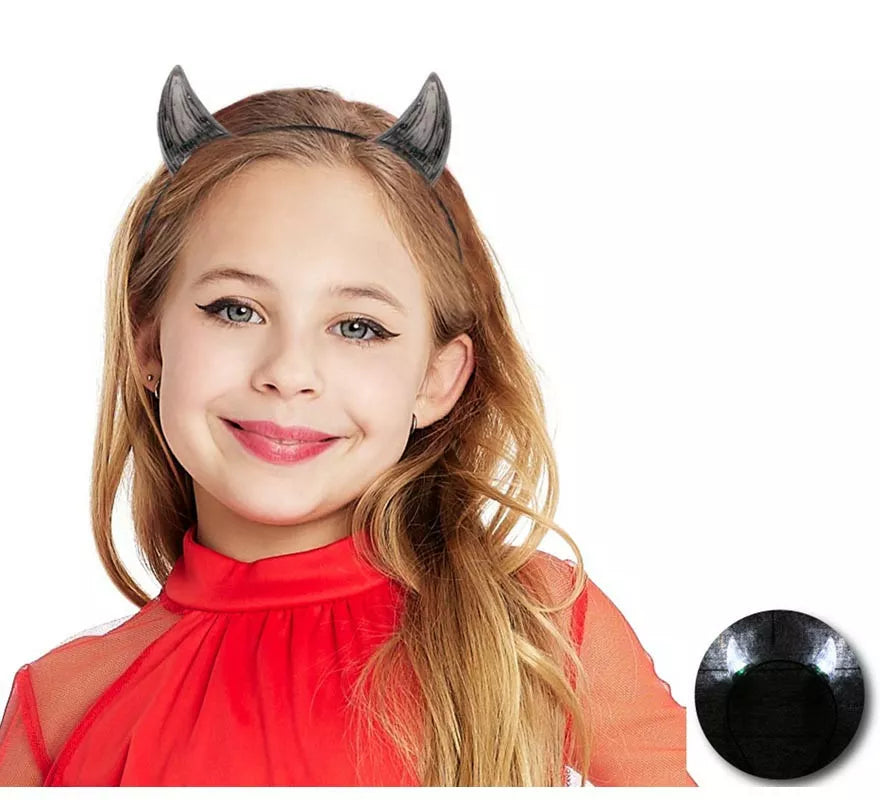 Translation missing: de.Diadema de Cuernos de Demonio negro con luz infantil