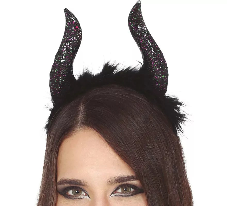 Translation missing: de.Diadema de Cuernos Negros Glitter