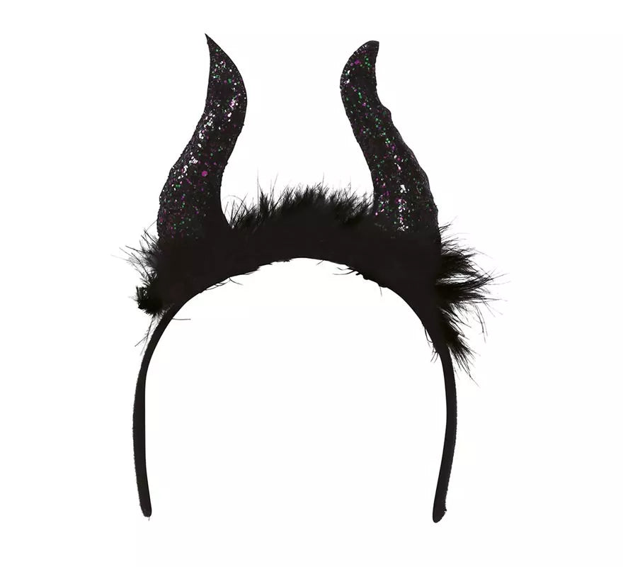 Translation missing: de.Diadema de Cuernos Negros Glitter