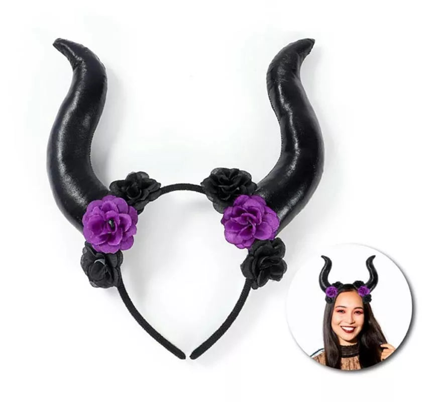 Translation missing: de.Diadema de Cuernos negros y flores