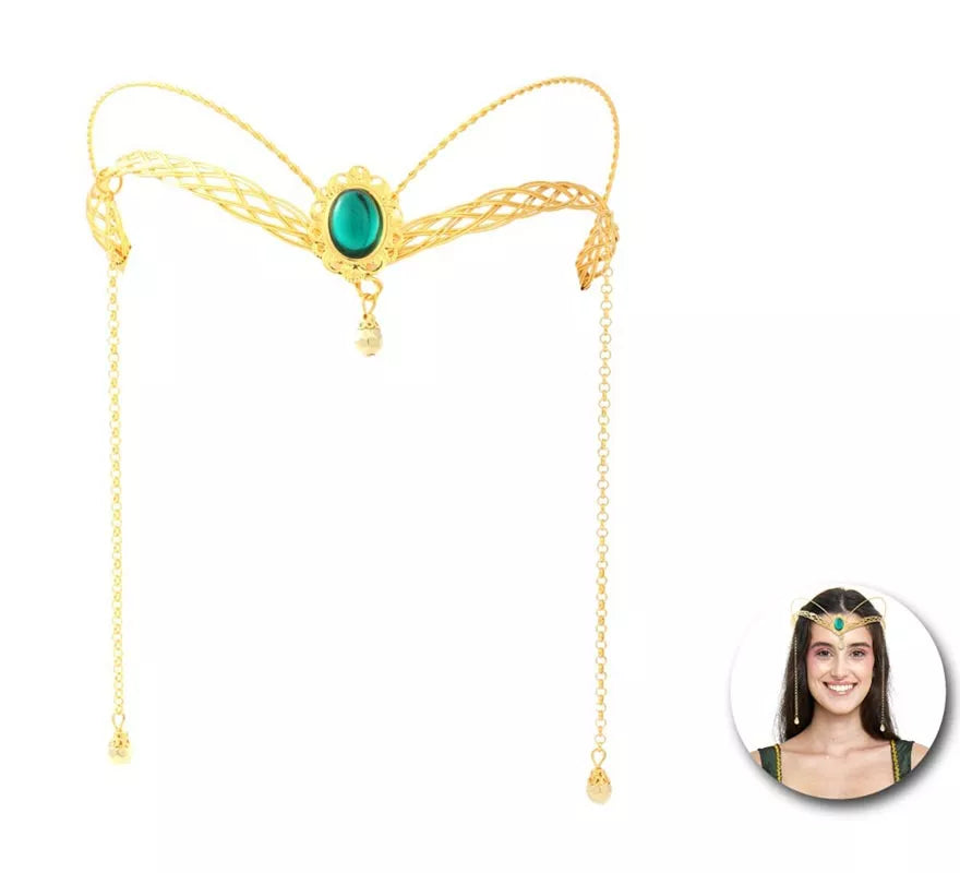 Translation missing: de.Diadema de Elfa Medieval con piedra verde