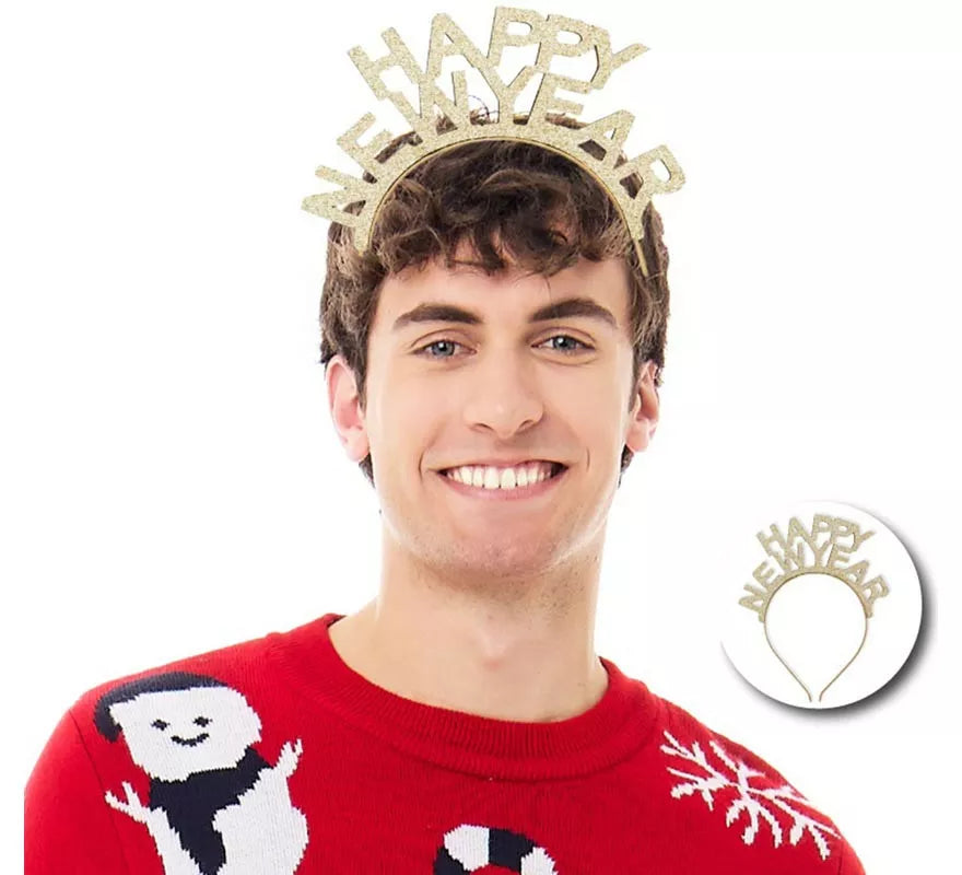 Translation missing: de.Diadema de Feliz Año Nuevo dorado brillante