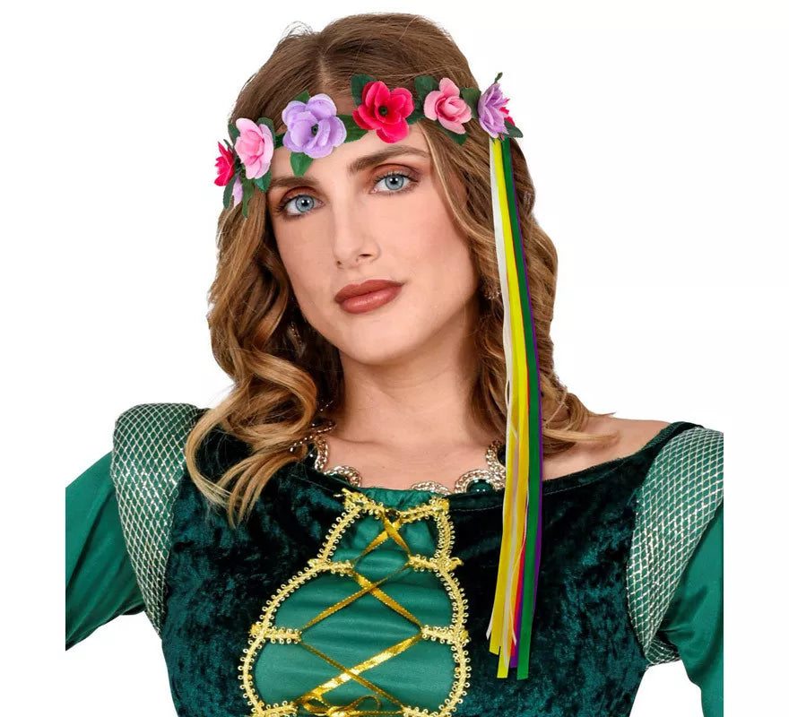 Diadema de Flores con Cintas Multicolor en 6 modelos surtidos