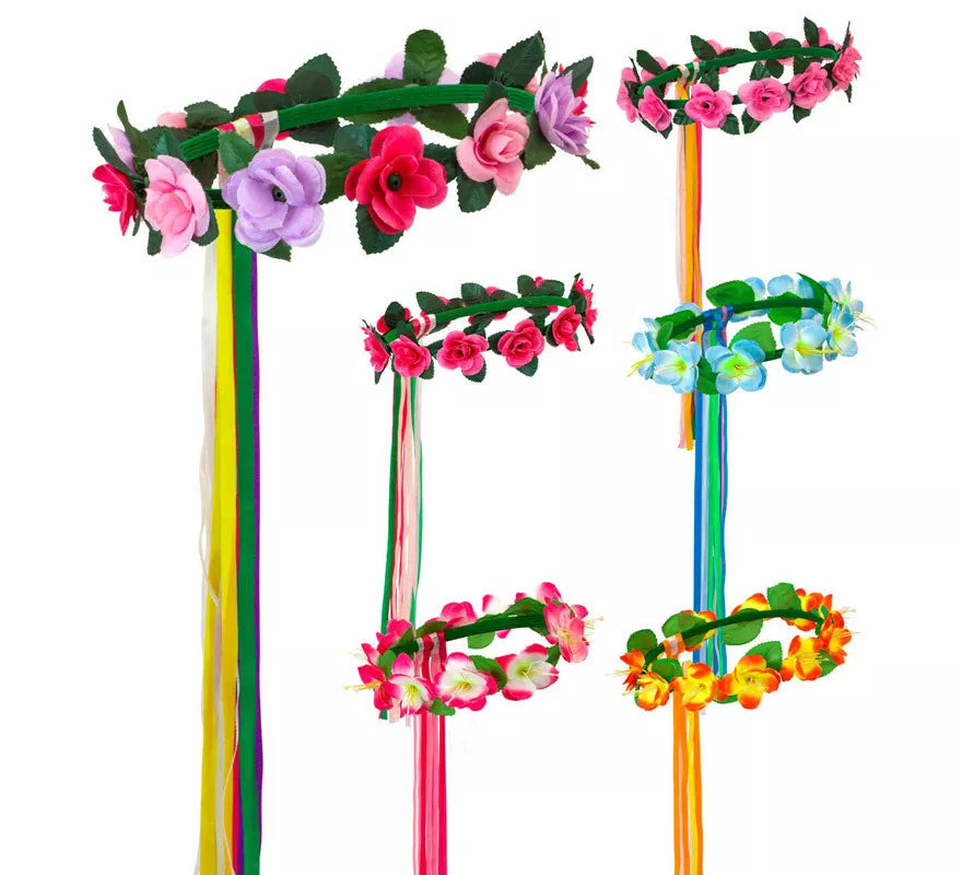 Translation missing: de.Diadema de Flores con Cintas Multicolor en 6 modelos surtidos