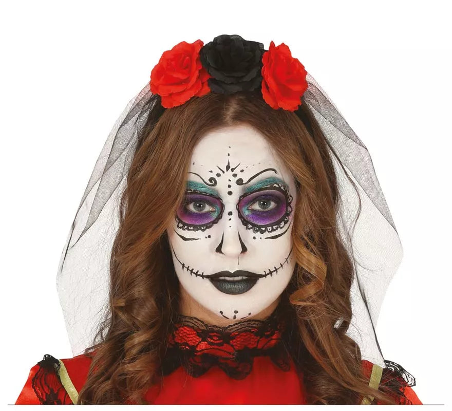 Diadema de Flores con Velo
