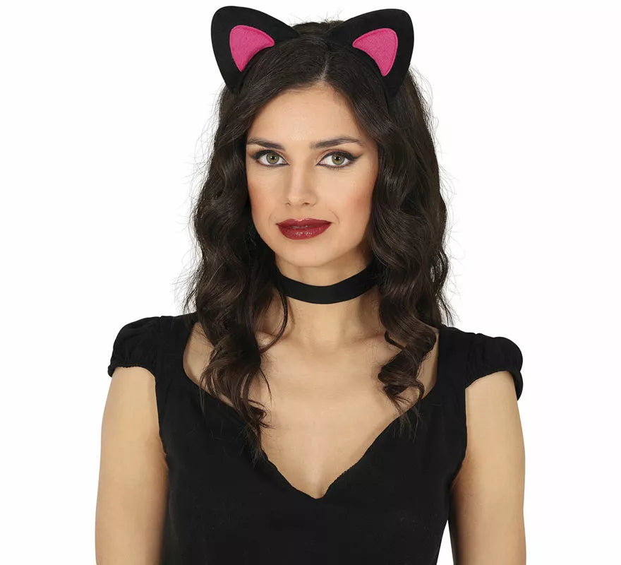 Translation missing: de.Diadema de Gatita rosa y negro adulto