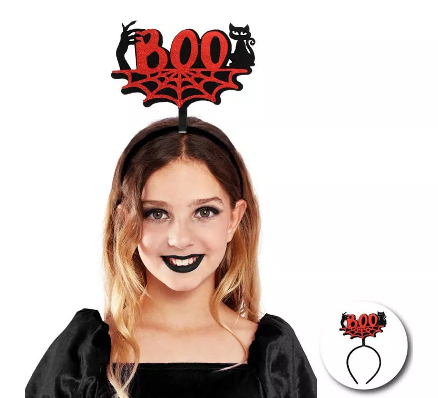 Translation missing: de.Diadema de Gato Boo rojo y negro infantil