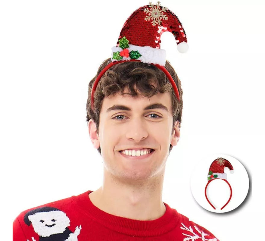 Translation missing: de.Diadema de Gorro Navideño con lentejuelas rojas
