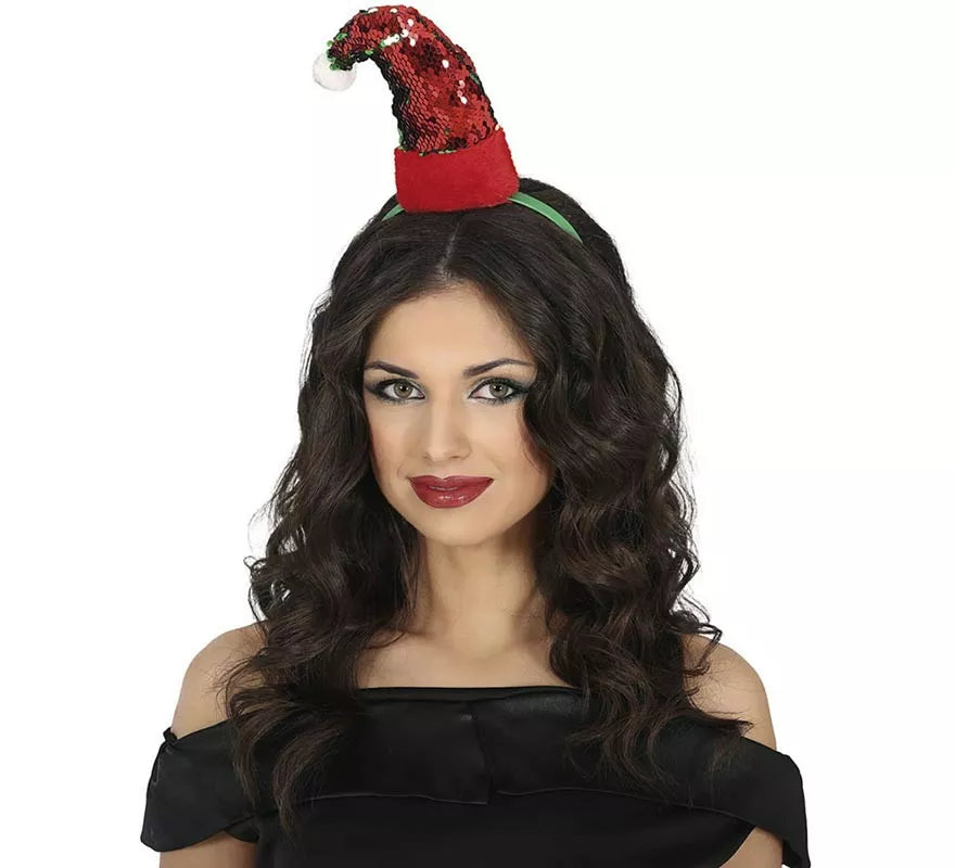 Diadema de Gorro Papá o Mamá Noel con lentejuelas