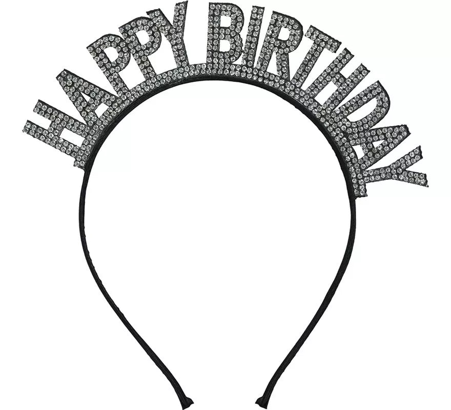 Translation missing: de.Diadema de 'Happy Birthday' plateada