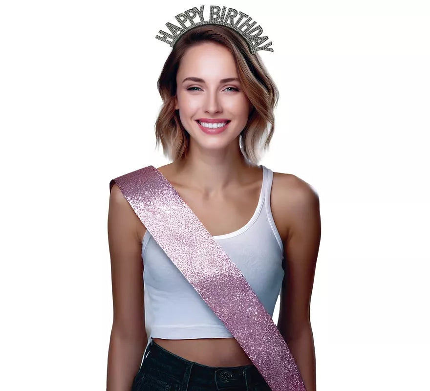Diadema de 'Happy Birthday' plateada