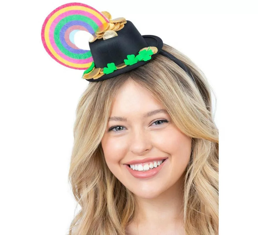 Translation missing: de.Diadema de Mini Gorro Arcoíris con olla de oro adulto