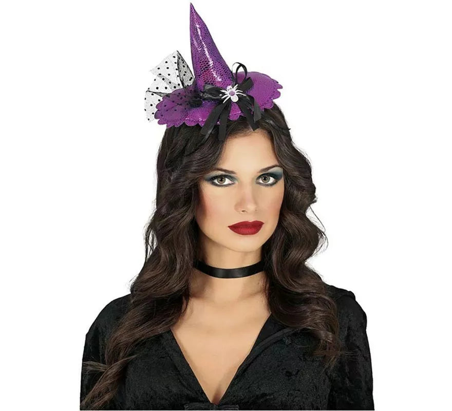 Translation missing: de.Diadema de Mini Sombrero Bruja lila