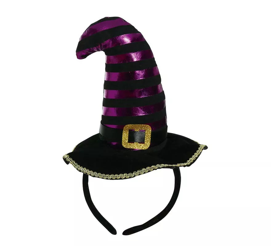 Translation missing: de.Diadema de Mini Sombrero de Bruja Negro/Lila