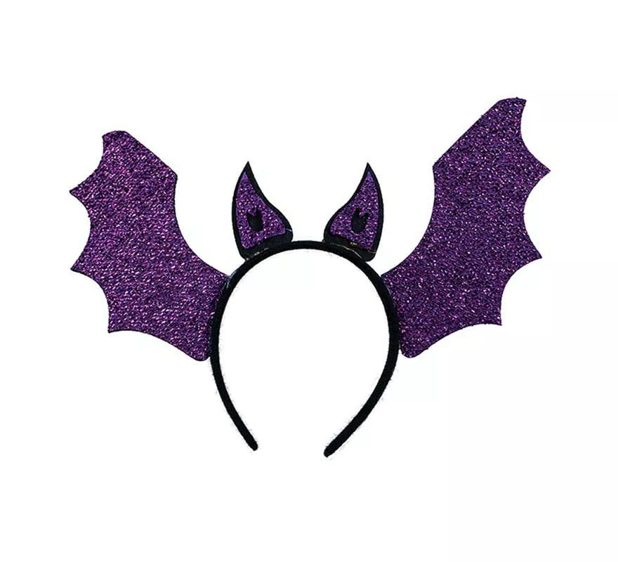 Diadema de Murciélago lila alas extendidas