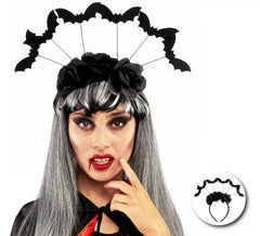 Fledermaus-Stirnband mit schwarzen Rosen