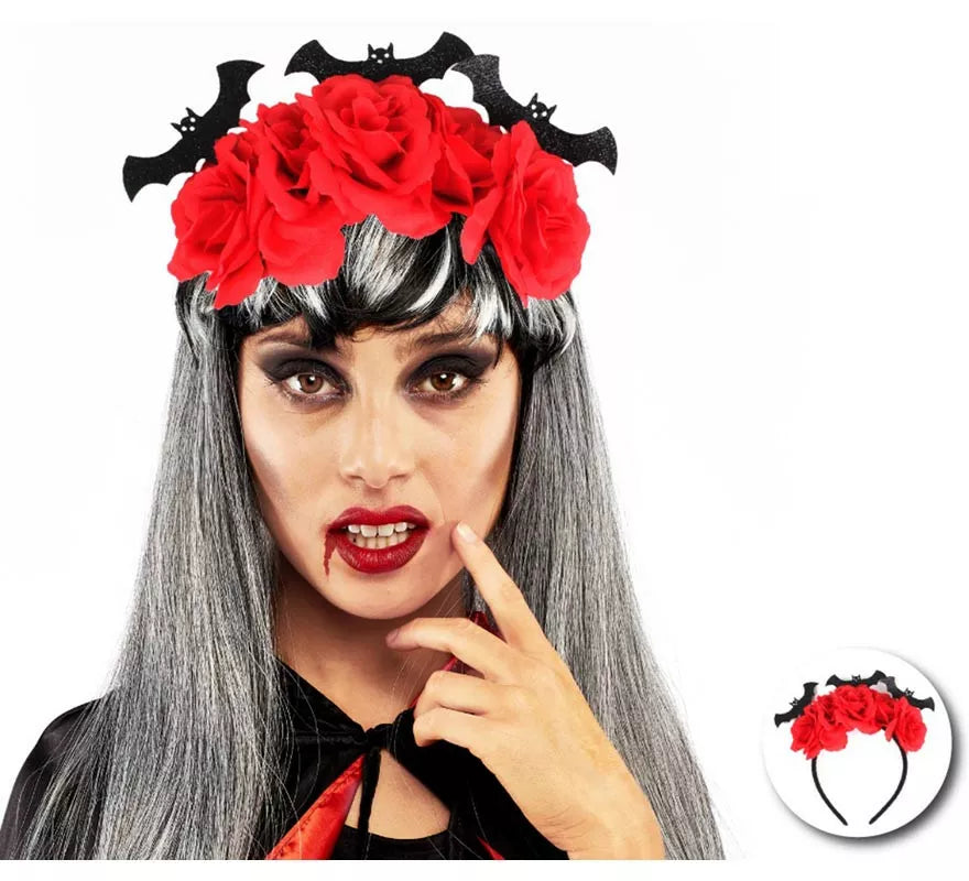 Translation missing: de.Diadema de Murciélagos con rosas rojas