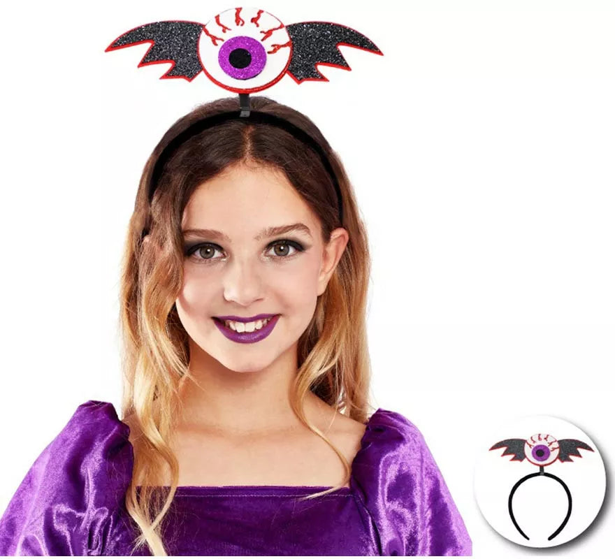 Translation missing: de.Diadema de Ojo Sangriento morado con alas infantil