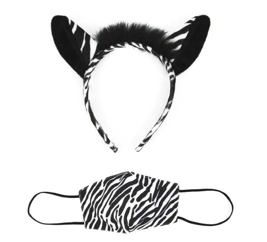 Translation missing: de.Diadema de Orejas Cebra con mascarilla