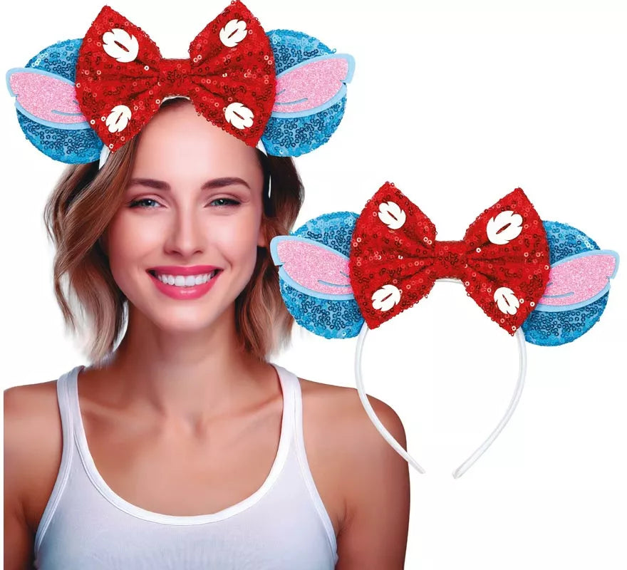 Translation missing: de.Diadema de Orejas Ratón con Lazo y Lentejuelas