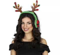 Weihnachts-Ohrenschützer-Stirnband mit Rentiergeweih