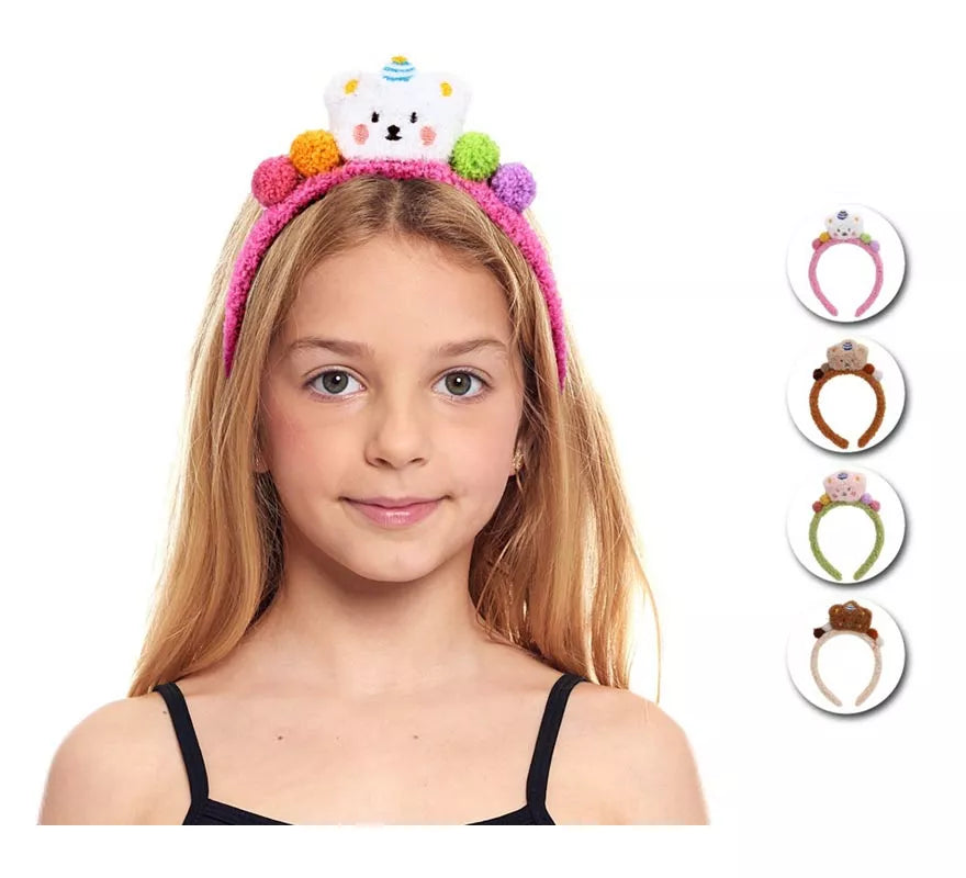 Translation missing: de.Diadema de Osito Pompón de peluche en colores surtidos infantil