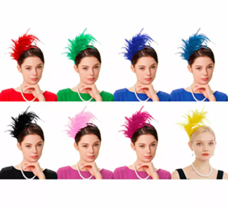 Diadema de Plumas Años 20 en varios colores