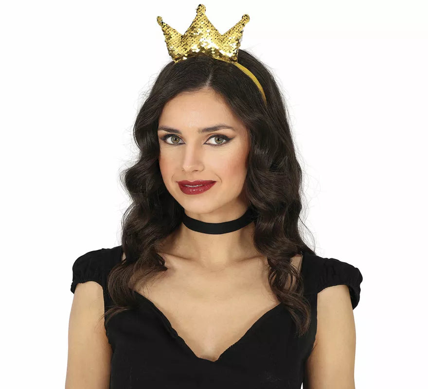 Translation missing: de.Diadema de Princesa con lentejuelas doradas adulto