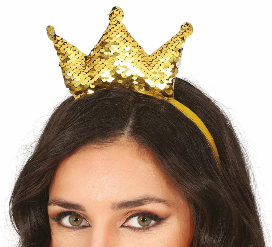 Translation missing: de.Diadema de Princesa con lentejuelas doradas adulto
